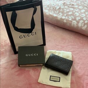 Gucci Black Embossed Leather card holder
